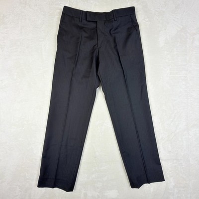 Joop Pants Mens 48 Black Striped 100% Virgin Wool Ray Blake Pockets Comfort