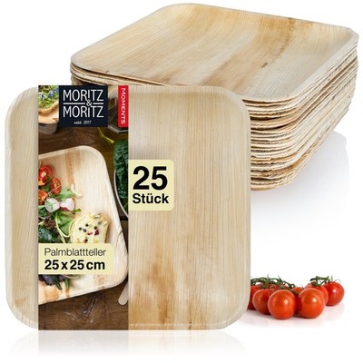 Moritz & Moritz 75x Palmblatt Teller Eckig 25x25cm