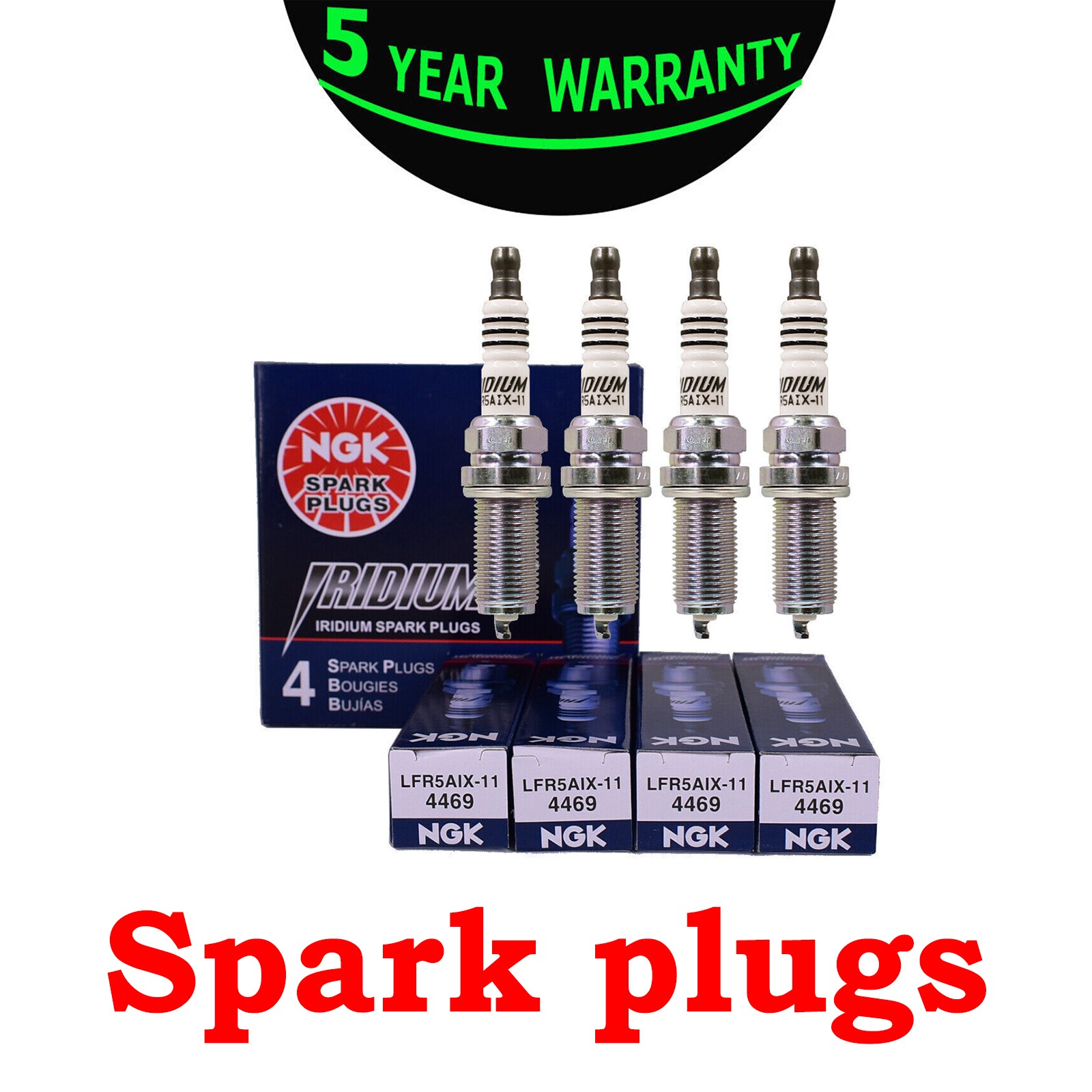 4Pcs NGK LFR5AIX-11 4469 Iridium Spark Plugs Nissan Toyota Infiniti Hyundai Kia