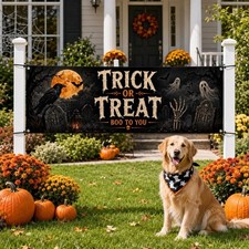 Halloween Banner, Trick or Treat Banner, Haunted House Party Decor