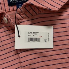 Peter Millar Crown XL Journeyman Stripe Short-Sleeve Polo Pink Crepe Stripe NWT