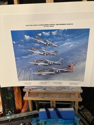 SCOUTING FORCES COMMANDERS SURVEY THE BOMBER STREAM BY TONY WEDDEL ART PRINT