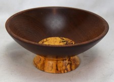 Stunning Spalted Maple Antique Walnut Wood Bowl Signed Denier Sams 1997