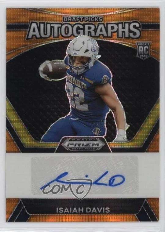 2024 Panini Prizm Draft Picks Orange Pulsar /49 Isaiah Davis Rookie Auto RC