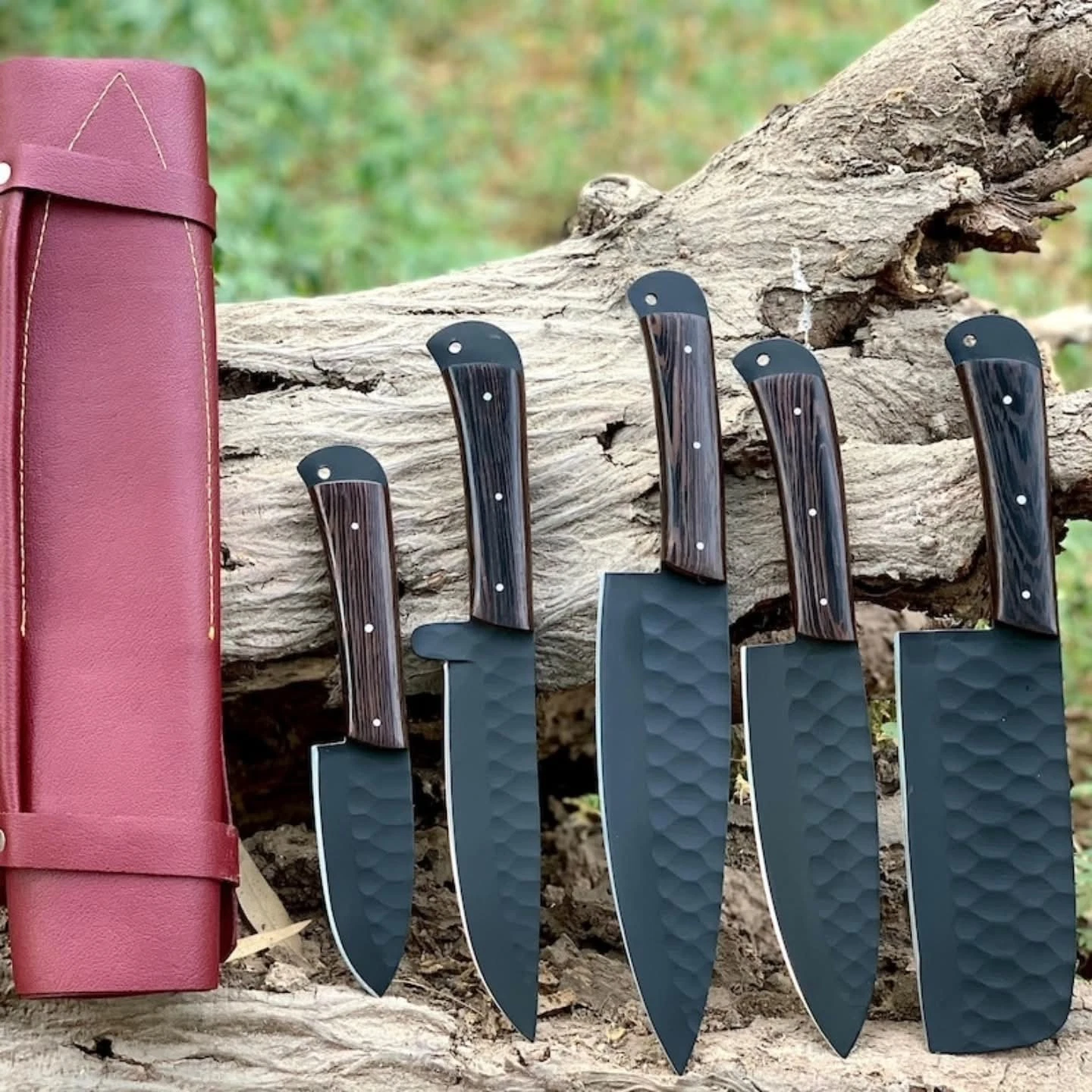 5 PCS High Carbon Steel Chef Knife Set 3.5"–7.5" Blades Wenge Wood Handle