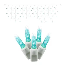 Vickerman X6W3132 70 Teal M5 LED Icicle Light on White Wire  9 ft. Christmas ...