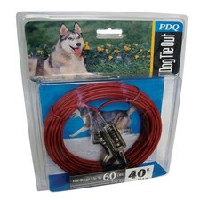 PDQ Red Large Vinyl Coated Cable Dog Tie Out