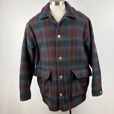 RARE VTG Woolrich Medium Large Mackniaw Hunting shadow plaid wool jacket coat