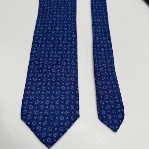 Robert Talbott Tie Blue Jacquard Best of Class Geometric Silk Made in USA Luxury