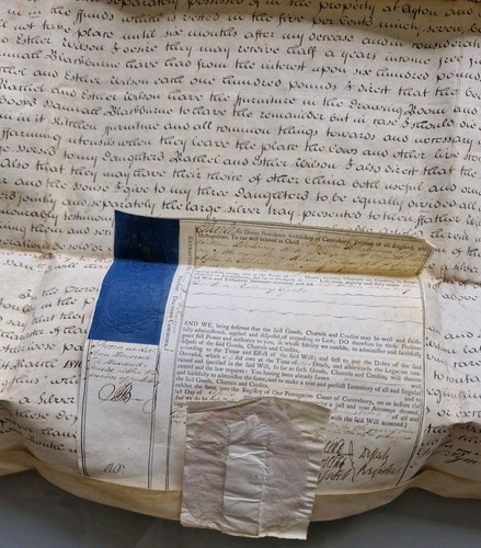 ANTIQUE VELLUM DOCUMENT "THE LAST WILL AND TESTAMENT"- MRS RACHEL WILSON-1800's