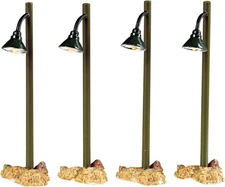 2005 Rustic Street Lamps Lighted Village Accessories Set of 4 