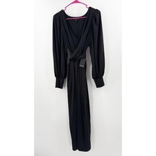 Eloquii Dress Women’s Size 18 NWT Black Cross Front Midi Plus Curvy Long Sleeve 