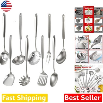 Professional 9 Pcs Kitchen Utensils, Seamless 304 Stainless Steel, Easy Clean