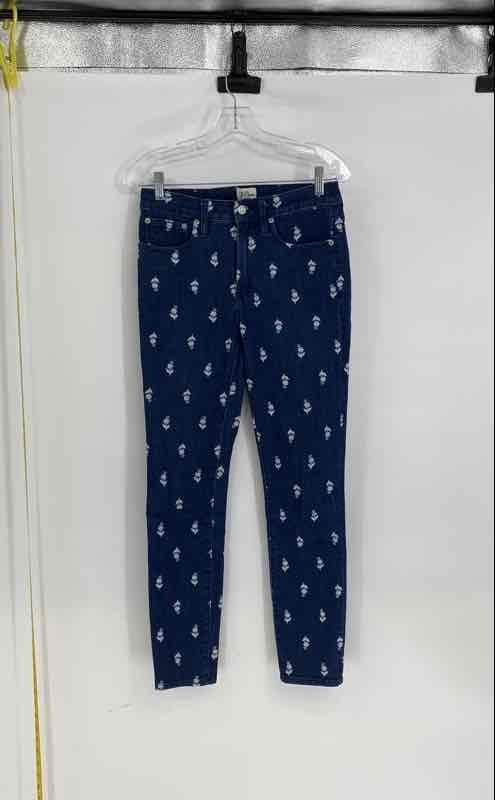 J.Crew Womens Blue Floral Pockets Medium Wash Denim Skinny Leg Jeans Size 27