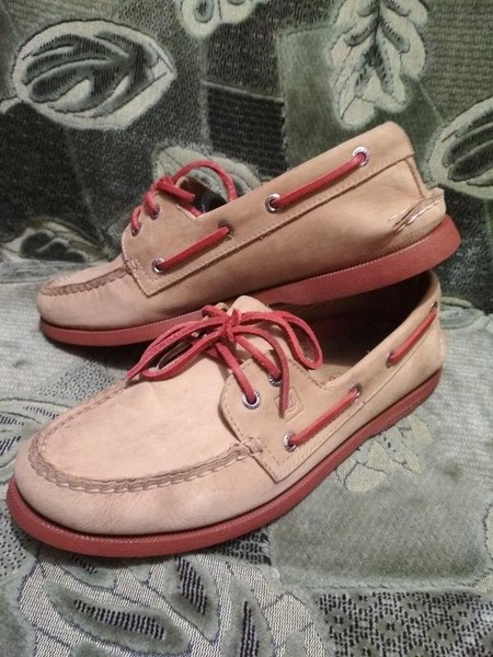 Men Sperry Loafers Orange Leather 43