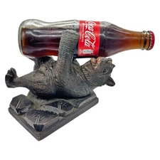 ANTIQUE *BLACK FOREST* BEAR CARVED WOOD BOTTLE HOLDER NOVELTY STAND