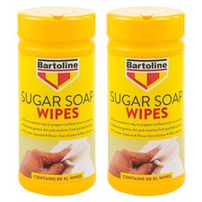 2x Bartoline Sugar Soap Wipes Grease Dirt Nicotine Remover Rinse-Free 80 XL Pcs