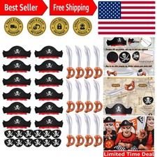 Complete 36-Piece Pirate Costume Set for Kids: Hats, Eye Patches Swords