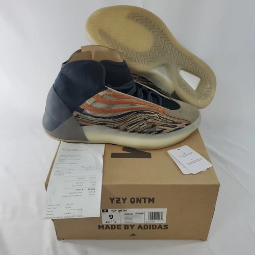 Scarpe da uomo Adidas Yeezy QNTM nuove con scatola Flaora arancione 9 stringate casual in maglia alte