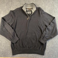 Men's Tasso Elba Black Quarter Zip Sweater, Large 1615