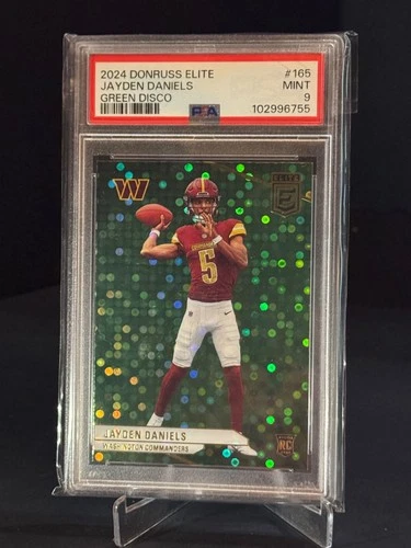 2024 Panini Donruss Elite #165 Jayden Daniels PSA 9,RC Green Disco