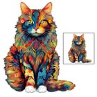 A5Cat Wooden Jigsaw Animal Puzzles Adults and Kids Unique Cat Shape Wood Puzzles