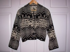Women's Black Beige Cropped Woven Jacket/Blazer FLASHBACK 100 Cotton India Med