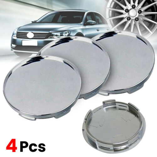 4Pcs Chrome Silver Car Wheel Center Hub Caps Covers No Logo Accessory Universal - Afbeelding 1 van 15