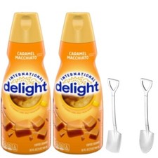 Int'l Delight Caramel Macchiato Liquid Coffee Creamer 32 oz 2 Pk w/ Shovel Spoon