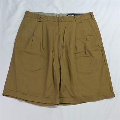 Vtg New River 36 x 10'' Camel Khaki Cuffed Pleated Mens Chino Shorts