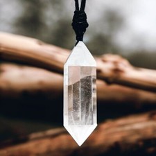 Collar de curación colgante de cristal hexagonal de cuarzo transparente natural amuleto de piedra