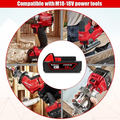 BatPower 18V 4.0Ah 48-11-1828 Battery Compatible with Milwaukee M-18 18V 3.0Ah - Picture 6 of 9