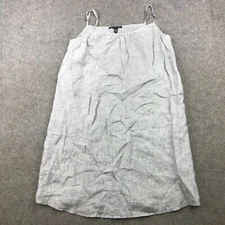 Saks Fifth Avenue Dress Large Blue Striped Linen Strap Sleeveless