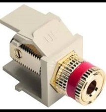 Leviton 40833-BIR Snap-In Binding Post Module Adapter Red Stripe Ivory SAN 000