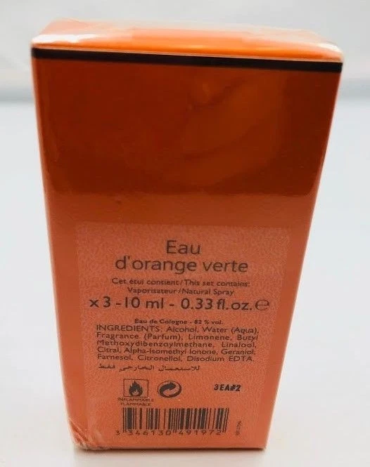 Hermes Eau D'Orange verte Eau De Cologne Spray Natural 3x 10 ml = 0,33 oz Sellado Foto 2 de 2