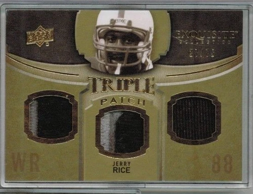 2010 Upper Deck Exquisite Collection Jerry Rice Triple Patch #'ed 27/75