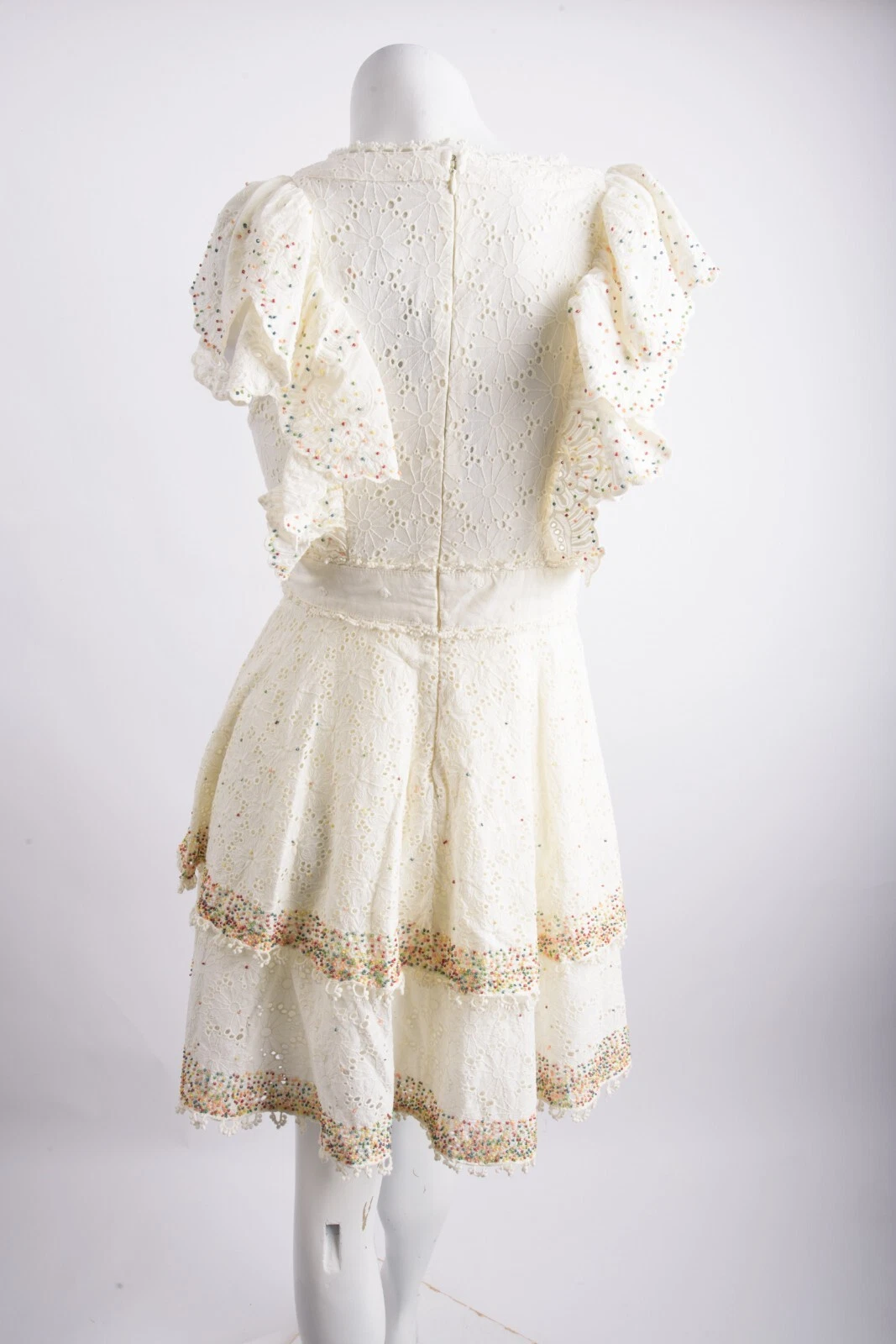 OFF WHITE Abito da donna Farm Rio con toppa occhielli XS bianco sporco manica corta nuovo con etichette