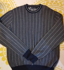 Ben Sherman Sweater Mens Size XL Blue White Long Sleeve Geometric Print City
