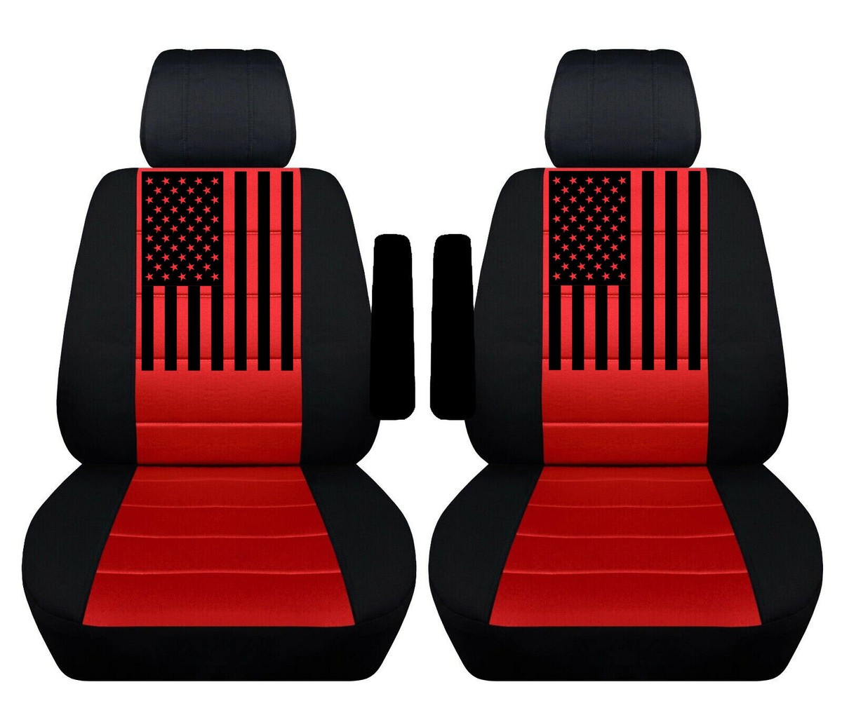 Two Bucket Seat Covers Made to Fit Nissan Titan Truck 2010 to 2015 American  Flag
