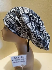 Bones Ortho Neuro Halloween Women's  Euro/Chef Surgical Scrub Hat/Cap Handmade