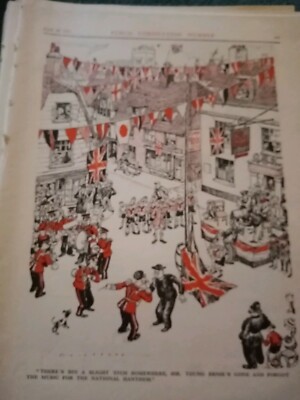Gdn5 Ephemera 1937 Punsch Cartoon Krönung Nationalhymne 
