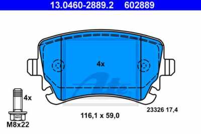 BRAKE PAD SET DISC BRAKE ATE 13 0460-2889 2 FOR VAG 4B3 698 451 4B3 698