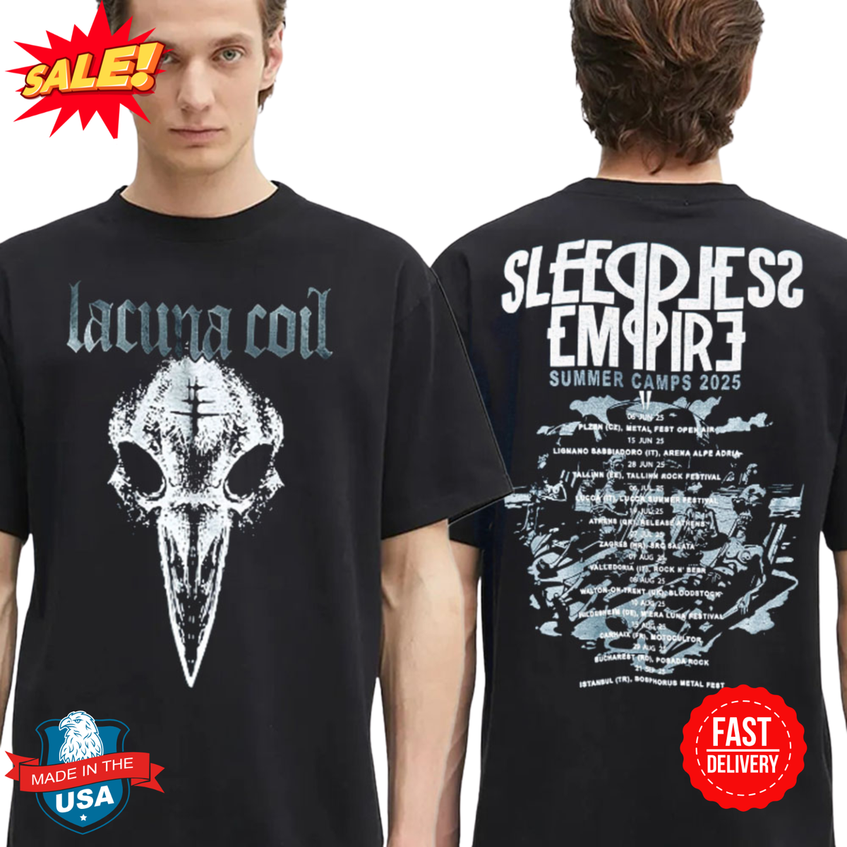 Lacuna Coil Festival Sleepless Empire Summer Camps 2025 T-Shirt
