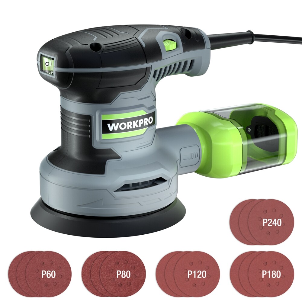 WORKPRO 5" Random Orbit Sander 6 Variable Speeds Sander 7000 to 14000 RPM 2.5Amp