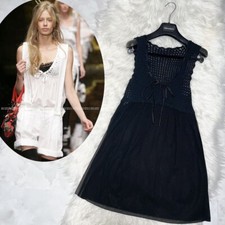 Authentic Dolce & Gabbana Ribbon Cloche Lace See-through Tunic Mini Dress 40