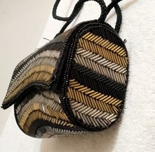 Mini Beaded Dressy Shoulder/ Clutch Bag Shimmering Metallic Colored Fun New