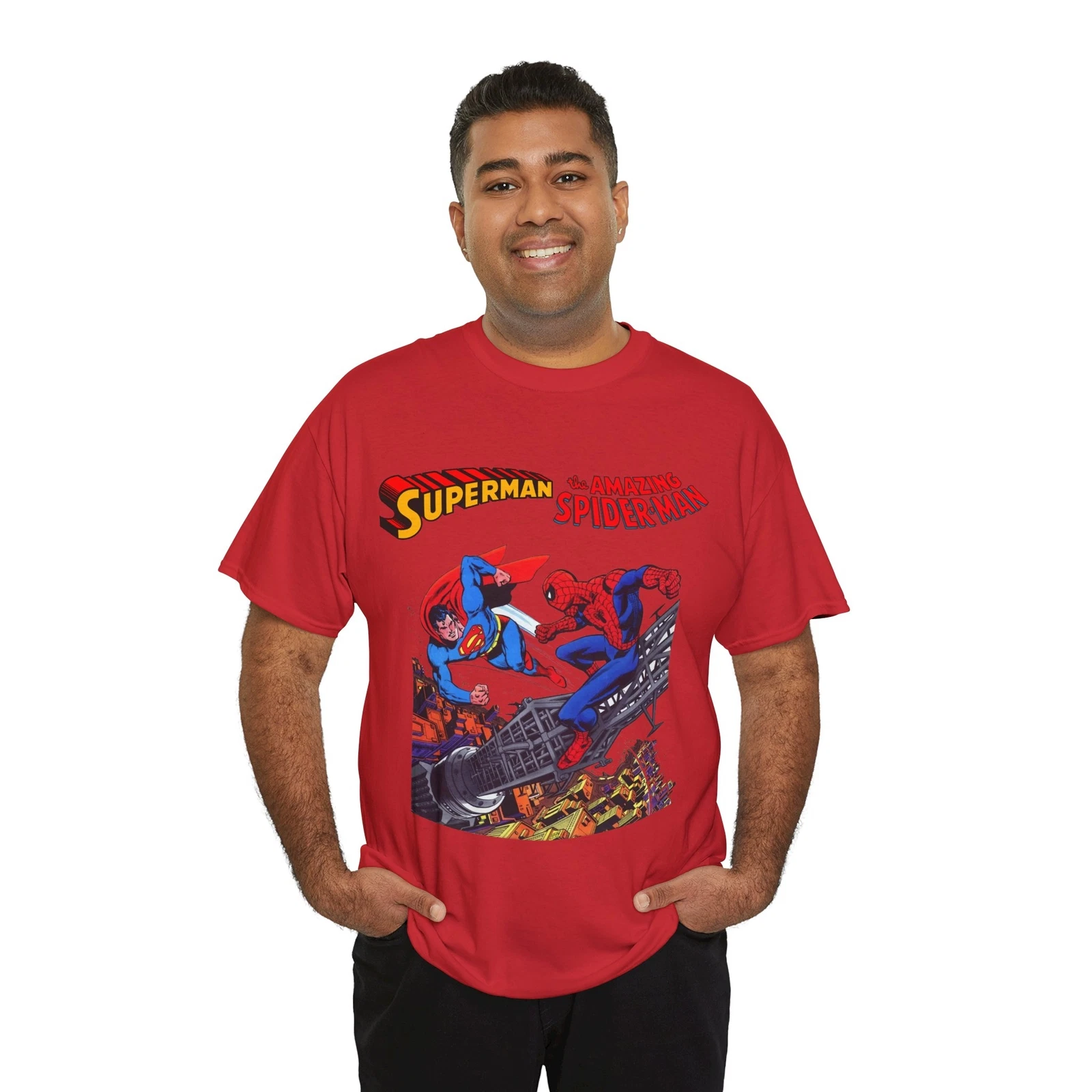 Superman & Amazing Spider-Man T-Shirt - DC/Marvel Comics Crossover - 1970s