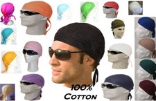 Solid Color DOO RAG Do Du FITTED BANDANA w/Ties HaVaDanna Danna Skull Head Cap