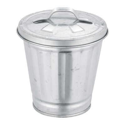 Tiny Desktop Trash Can Mini Metal with Lid Small Flower Pot Office