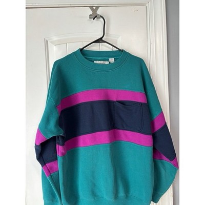 1990's Apparel Zone Crewneck Woman s Sweatshirt, Green , Color Block Design, L